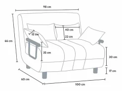 Best Sillón Sofá Cama Plegable Reposabrazos de tela Deborah Twin Dos Plazas - Sillón Cama