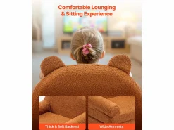 Best Sillón SucceBuy para Niños Convertible 2-en-1, Sofá Cama Plegable y Suave, con Reposabrazos, en Esponja 28D y Tejido Polar, Sofá para Niños Pequeños Marru00f3n