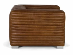 Clearance Giner y colomer Sillón tapizado en cuero forma cúbica y patas de acero Marru00f3n