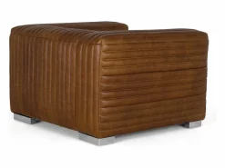 Clearance Giner y colomer Sillón tapizado en cuero forma cúbica y patas de acero Marru00f3n