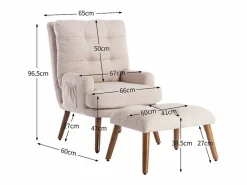 Clearance ModernLuxe Sillón vonvertible con reposapiés y respaldo regulable - Beige