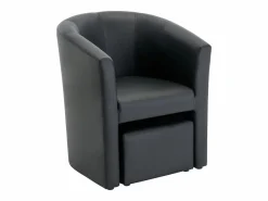 Vente-unique Sillón y puf tapizados en estilo clásico intemporal JOVANA