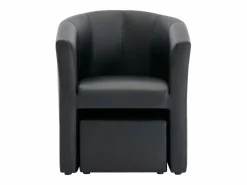 Vente-unique Sillón y puf tapizados en estilo clásico intemporal JOVANA