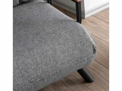 New Menzzo Sillón-Cama – 175 cm x 60 cm – – Metal y Tela de Lino Gris claro