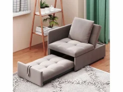 Sillón/sofá cama convertible - Respaldo regulable - Tejido de lino Sillón Cama