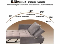 Sillón/sofá cama convertible - Respaldo regulable - Tejido de lino Sillón Cama