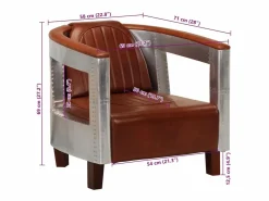 Online vidaxl Sillon de aviador de cuero auténtico marrón Marru00f3n