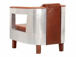 Online vidaxl Sillon de aviador de cuero auténtico marrón Marru00f3n
