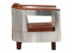 Discount Clicnbuy Sillon de aviador de cuero auténtico marrón Marru00f3n