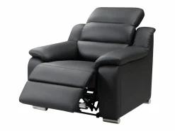 Vente-unique Sillon relax eléctrico de piel en color ARENA