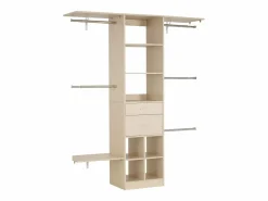 Best Sistema de Armario SucceBuy con 2 Cajones, Organizador de Madera de Altura Ajustable, Colgador de Ropa Equipado con 5 Barras Retráctiles, Acabado Roble Mueble Perchero