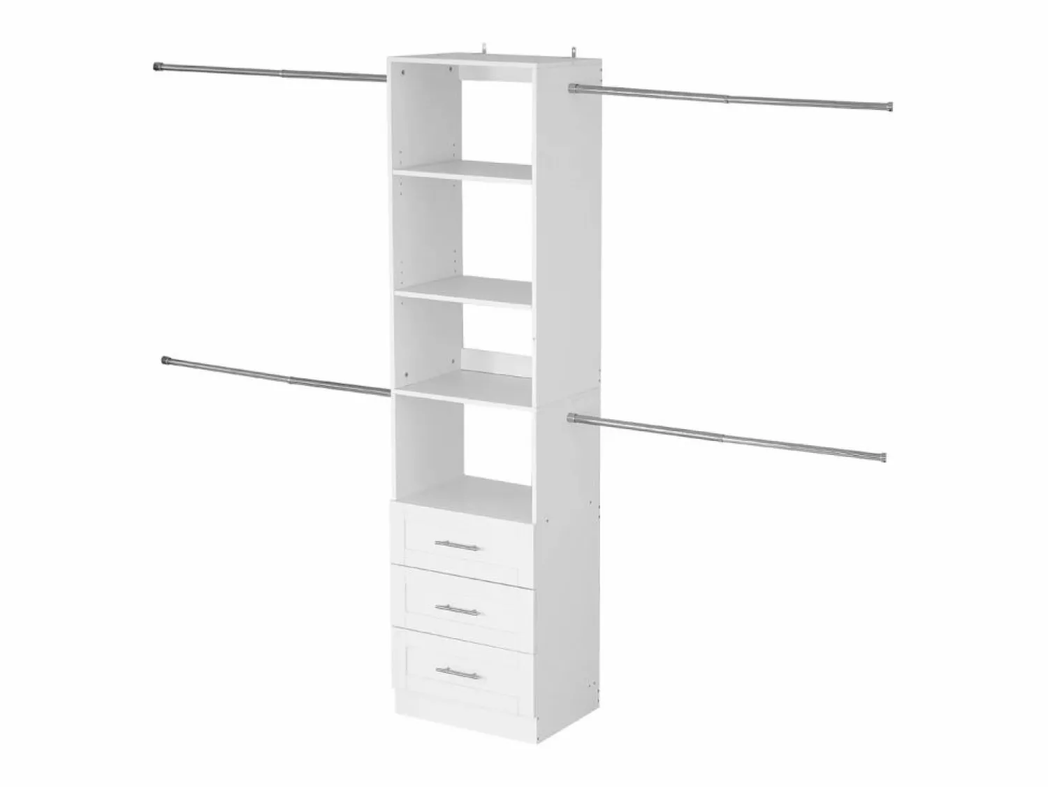 Best Sistema de Armario SucceBuy con 3 Cajones, Sistema de Organización de Armario de Madera de Altura Ajustable, Colgador de Ropa para Almacenamiento de Dormitorio Blanco