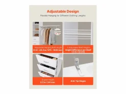 Sistema de Armario SucceBuy con 3 Cajones, Sistema de Organización de Armario de Madera de Altura Ajustable, Colgador de Ropa para Almacenamiento de Dormitorio