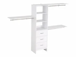 Sistema de Armario SucceBuy con 3 Cajones, Sistema de Organización de Armario de Madera de Altura Ajustable, Colgador de Ropa para Almacenamiento de Dormitorio