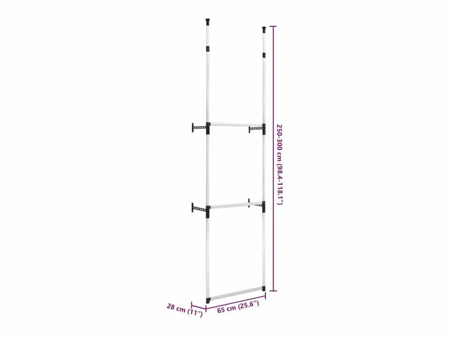 vidaxl Sistema de armario telescópico con barras de aluminio
