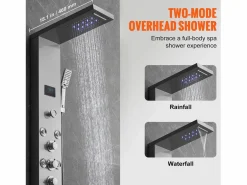 Hot Sistema de panel de ducha de acero inoxidable con 6 modos, sistema de torre de panel de ducha SucceBuy, LED Hydropower Columna De Ducha