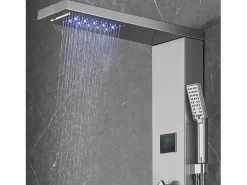 Hot Sistema de panel de ducha de acero inoxidable con 6 modos, sistema de torre de panel de ducha SucceBuy, LED Hydropower Columna De Ducha