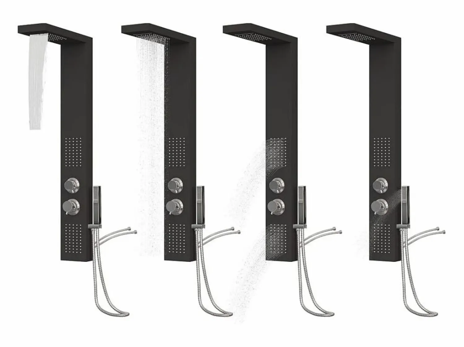 Best Helloshop26 Sistema de panel de ducha sistema de panel de baño mezclador de ducha ducha de lluvia chorro de baño hogar interior aluminio 02_0003120 Negro