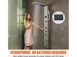 Outlet Sistema de Torre de Panel de Ducha SucceBuy, Conjunto de Ducha Acero Inoxidable, con 6 Modos, Pantalla LED Columna De Ducha