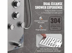 Outlet Sistema de Torre de Panel de Ducha SucceBuy, Conjunto de Ducha Acero Inoxidable, con 6 Modos, Pantalla LED Columna De Ducha