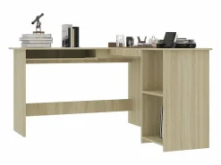 Discount Garden Furniture Skive Escritorio forma de L madera contrachapada roble 120x140x75 cm Marru00f3n
