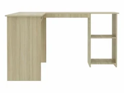 Discount Garden Furniture Skive Escritorio forma de L madera contrachapada roble 120x140x75 cm Marru00f3n