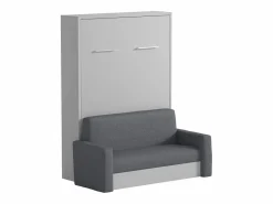 New Soñadora cama abatible con sofá 140 x 200 cm blanco y gris - VACIALA II Cama Abatible
