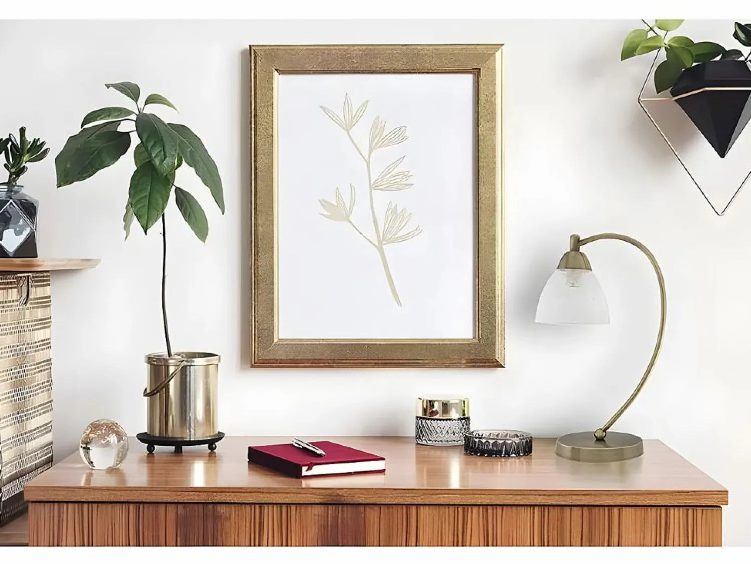 Outlet AKUNADECOR Sobremesa Jaipur Cuero Satinado Con Tulipa De Cristal Dorado