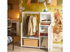 Sobuy Armario Infantil con 2 Estantes y 1 Puerta 94x35x110 cm KMB110-W ES