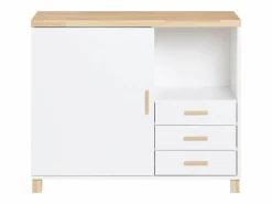 Sobuy ASK07-WN Aparador de Oficaina Soporte para Impresora con 1 Puerta y 3 cajones