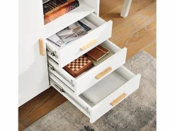 Sobuy ASK07-WN Aparador de Oficaina Soporte para Impresora con 1 Puerta y 3 cajones