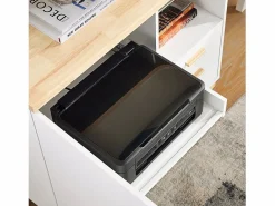Sobuy ASK07-WN Aparador de Oficaina Soporte para Impresora con 1 Puerta y 3 cajones