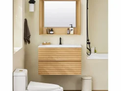 Sobuy BZR198-N Conjunto de Muebles de baño 2 piezas Armario Colgante + Espejo