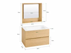 Sobuy BZR198-N Conjunto de Muebles de baño 2 piezas Armario Colgante + Espejo