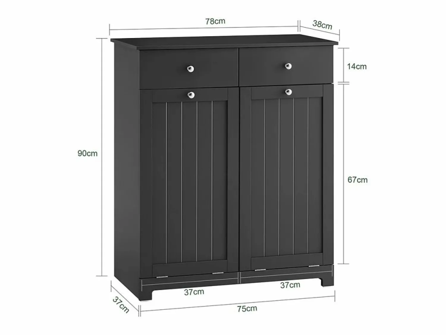 Sobuy Mueble de Baño con 2 Cajones y 2 Bolsas Extraíbles,