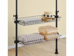Clearance Perchero de pie telescópico con barras y estantes, armario abierto Mueble Perchero