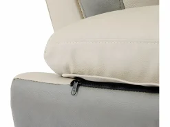 Vente-unique Sofá 3+2 piel de becerro color antracita y gris FRANCESCA Topo