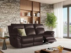 Clearance Vente-unique Sofá 3 pl relax: manual de piel de búfalo marrón PAKITA Marru00f3n chocolate