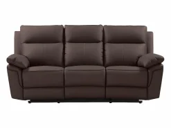 Clearance Vente-unique Sofá 3 pl relax: manual de piel de búfalo marrón PAKITA Marru00f3n chocolate