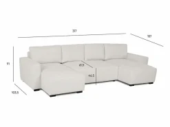 Hot Sofá 5 Plazas - Chaise Longue con Cama Panorámica (317 x 157 x 91 cm) - JORDAN Sofá Xxl