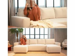 Hot Sofá 5 Plazas - Chaise Longue con Cama Panorámica (317 x 157 x 91 cm) - JORDAN Sofá Xxl