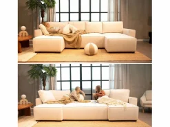 Hot Sofá 5 Plazas - Chaise Longue con Cama Panorámica (317 x 157 x 91 cm) - JORDAN Sofá Xxl