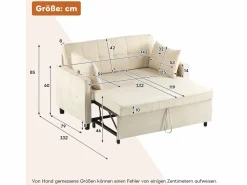 Online Sofá 2 plazas - Sofá de salón con respaldo regulable y función cama nido - 2 cojines y reposabrazos - chenilla Beige