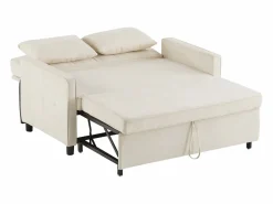Online Sofá 2 plazas - Sofá de salón con respaldo regulable y función cama nido - 2 cojines y reposabrazos - chenilla Beige