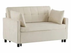 Online Sofá 2 plazas - Sofá de salón con respaldo regulable y función cama nido - 2 cojines y reposabrazos - chenilla Beige