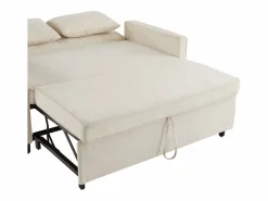 Online Sofá 2 plazas - Sofá de salón con respaldo regulable y función cama nido - 2 cojines y reposabrazos - chenilla Beige