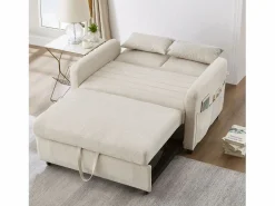 Sofá 2 plazas - Sofá lounge con función extraíble y dos cojines - respaldo regulable - tejido de algodón y lino