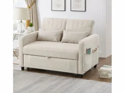 Sofá 2 plazas - Sofá lounge con función extraíble y dos cojines - respaldo regulable - tejido de algodón y lino