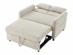 Sofá 2 plazas - Sofá lounge con función extraíble y dos cojines - respaldo regulable - tejido de algodón y lino