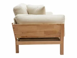 Miliboo Sofá 3 plazas blanco crema patas madera KYO